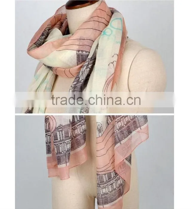 European style scarf,Eiffel tower printing scarf,vintage design fashion scarf