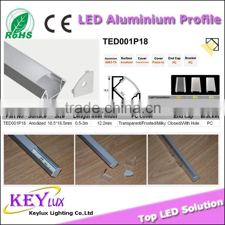 Corner and Surface Mounted TED001P18 Triangle LED Aluminum Profile