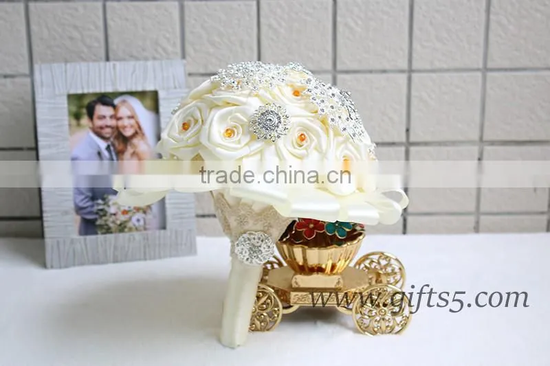 Luxurious White Satin Pearls Jewel Bouquet Bridal Bouquet Bridesmaid Bouquet