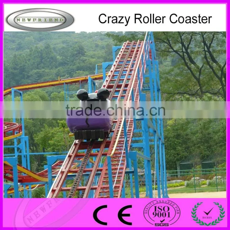 Outdoor Amusement ride roller coaster crazy mouse train for kids and adults