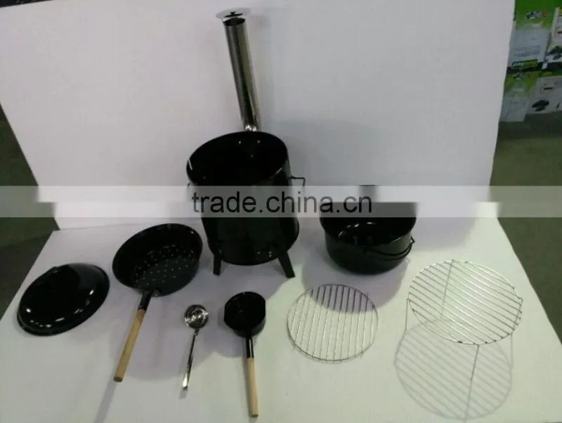 Hot sale multifunctional characoal bbq grill smoker grill with chimney