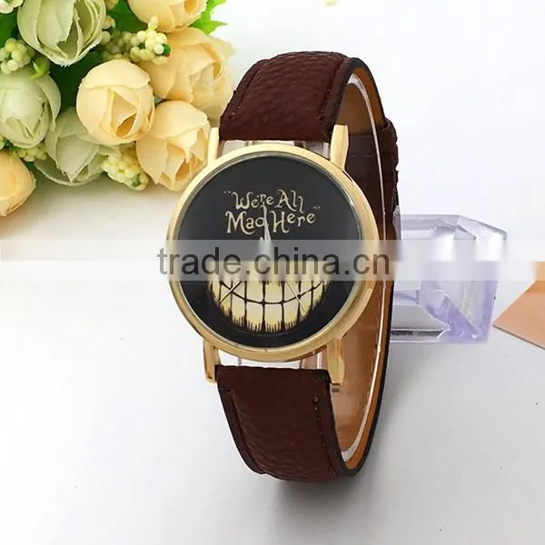 Fashion " we're all mad here" Leather Watch Design