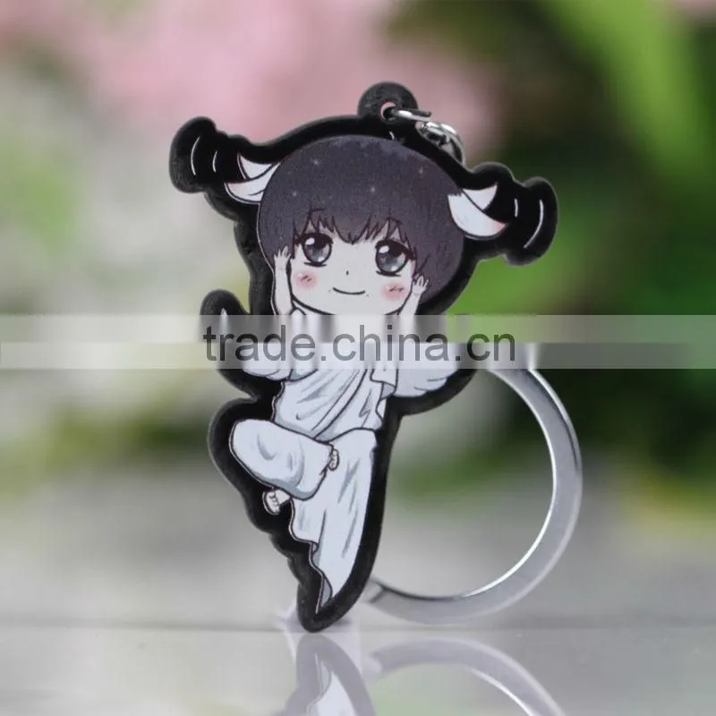 High quality picture print unusual black board transparent plastic acrylic key chains