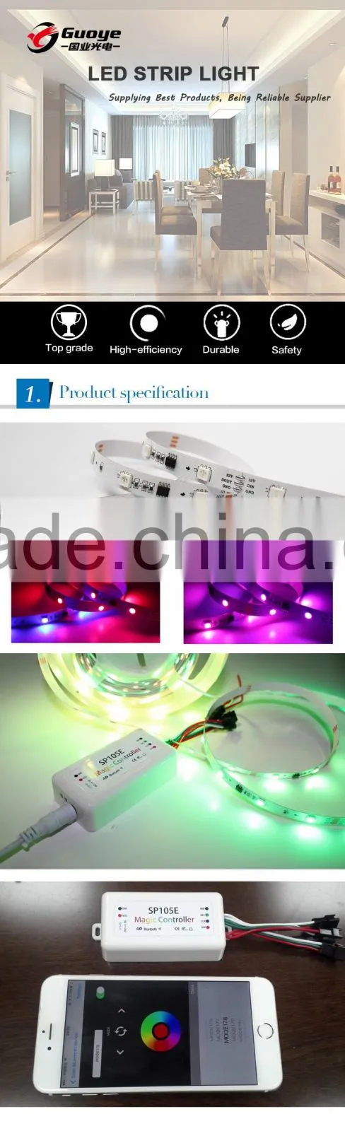 Popular offer programmable led strip with 5m 300leds dream color led strip