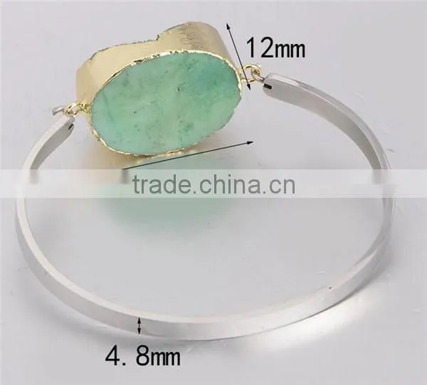 Fashion women's silver stainless steel turquoise bracelet