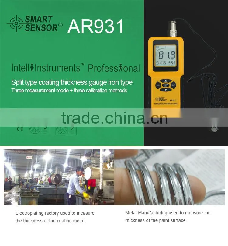Smart Sensor AR931 Portable Precision Film Coating Thickness Meter Iron based Coating Thickness Detector