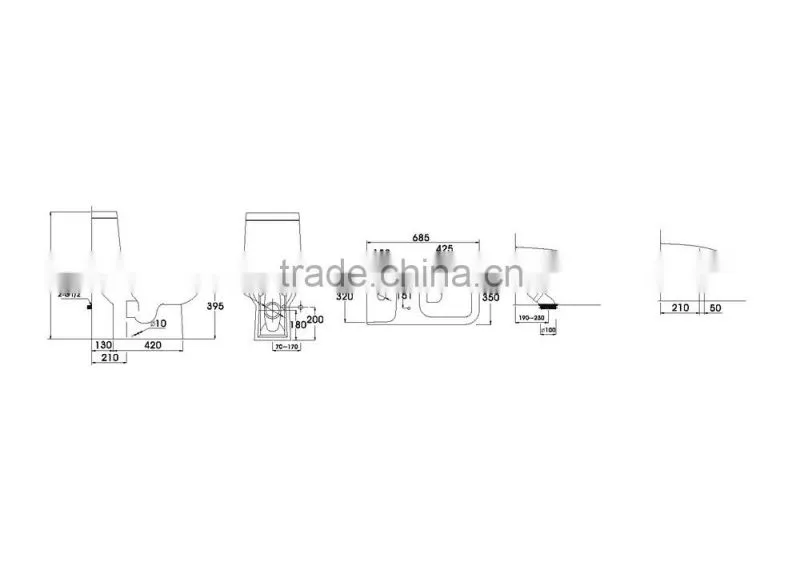 CRW HB3645 P trap one piece wash down Toilet