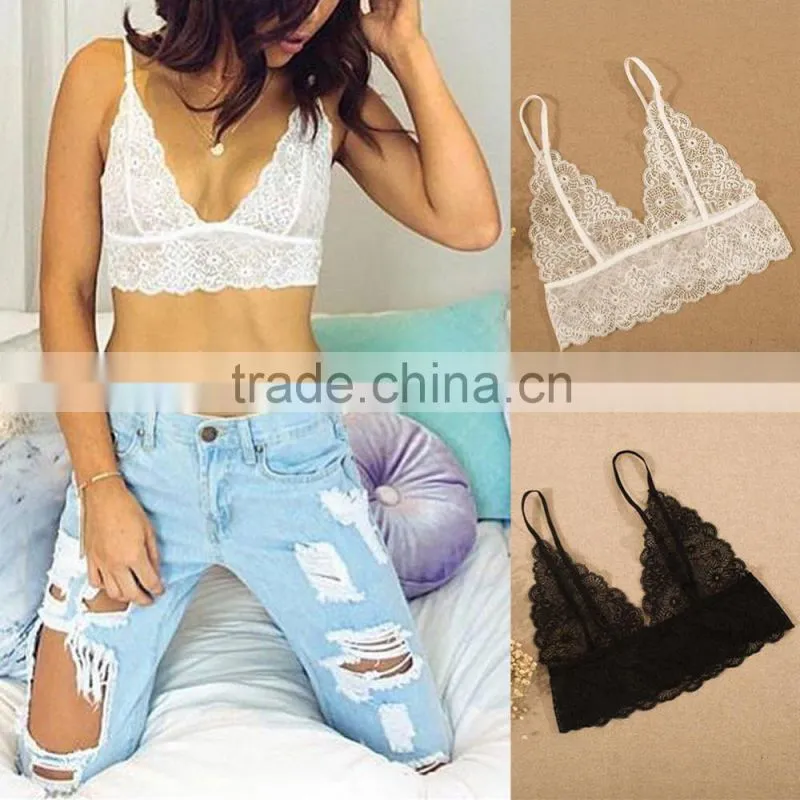 Summer Hot Sexy Women's Bra Straps Lace Push Up Hollow Black White
