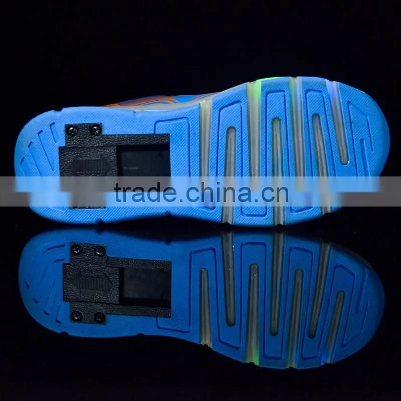 High quality roller skates USB charge led light children running sports shoes