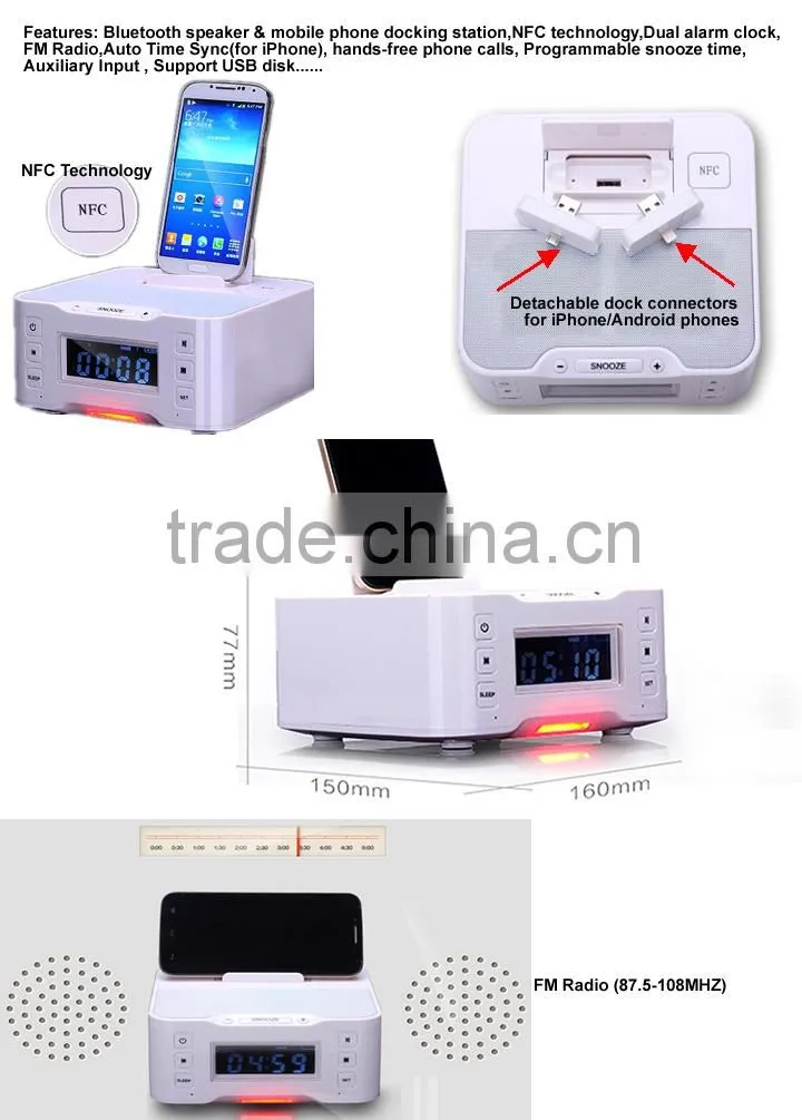 Multi-functional Speaker Dock With Programmable 90-minute Sleep Timer For Mobile Phones