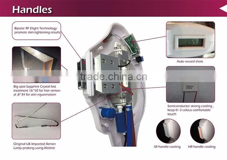 Professional 2016 newest Minimalism HR SR two probe stainless head ipl hair removal machine