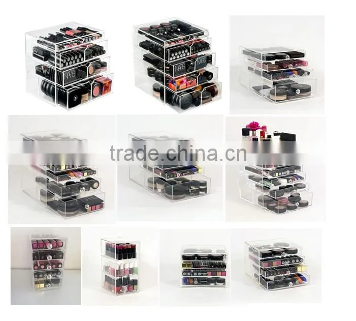 Wholesale six tiers acrylic drawer storage organizer for the acrylic makeup organizer/Acrylic Deco Cosmetic Organizer