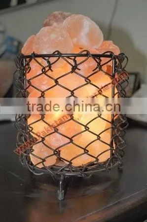 WholeSale 2017 New Design WROUGHT IRON SALT LAMPS WITH SALT CHUNKS
