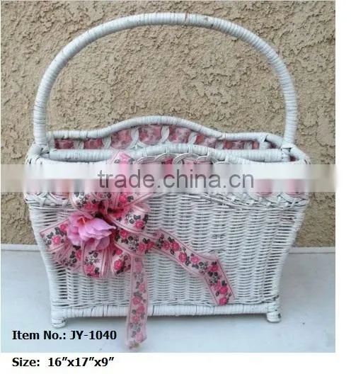 White & Pink basket for hanging wall of newspaper