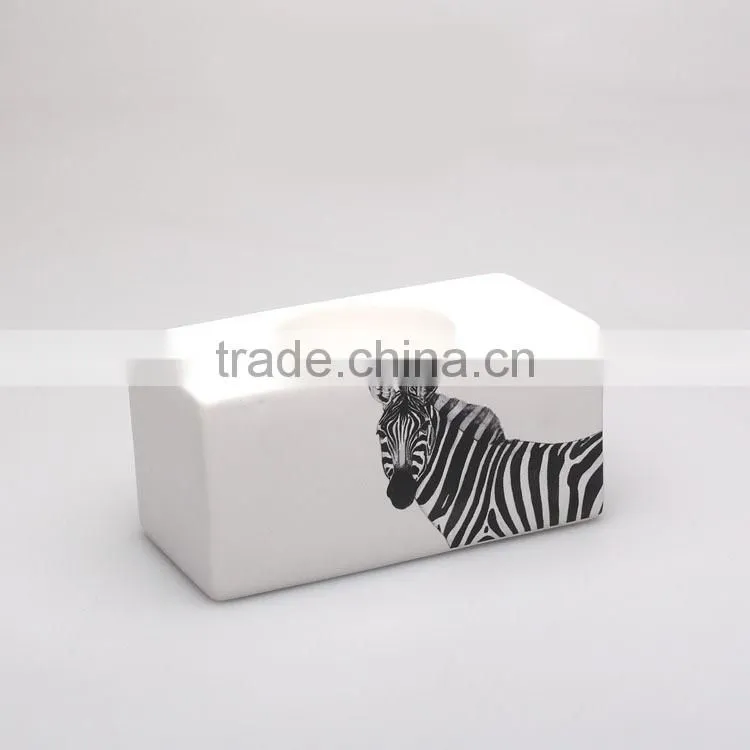 high quality zebra and beer rectangle ceramic candle holder