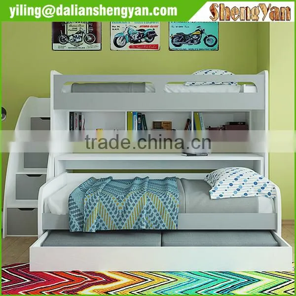 Kids Wooden Furniture Transitional Bunk Bed with Table