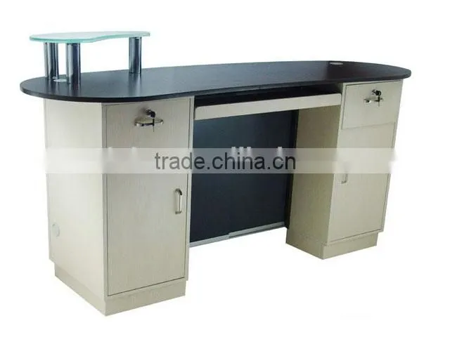 Nail salon reception desk Solid wood office table design receptionist table F-2732