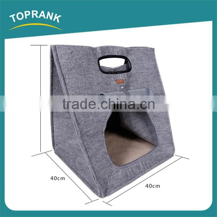 New design 3 in1 warm soft cat house dog bed felt cloth collapsible portable pet carrier