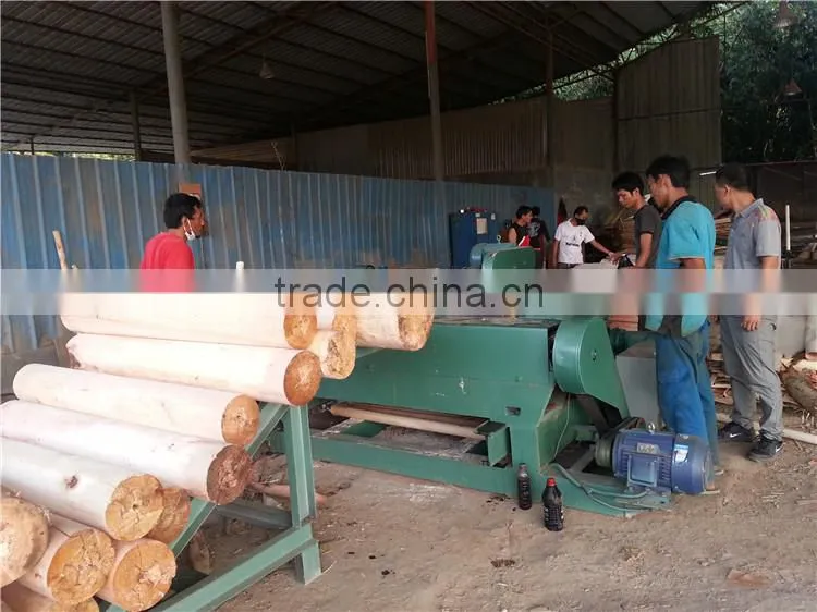 Hydraulic log barking and rounding machine for plywood factory