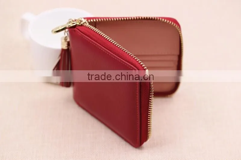 Custom High-Quality Multi-color Leather Woman Zip Wallet