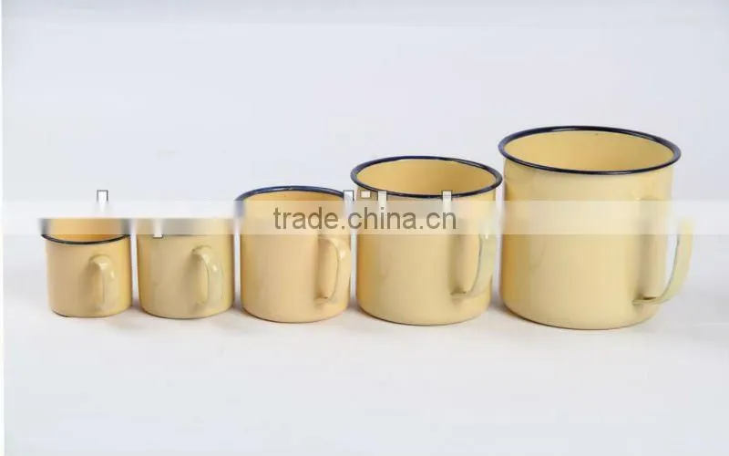 6/7/8/9/10/12cm GREEN carbon steel metal enamel mug plain
