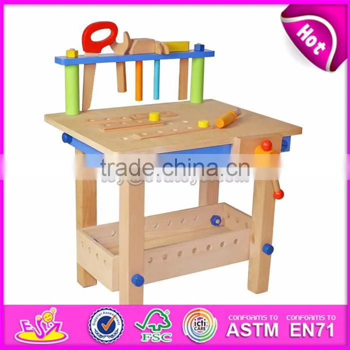 Hot sale preschool toy wooden kids tool box best design intelligent diy wooden kids tool box W03D018