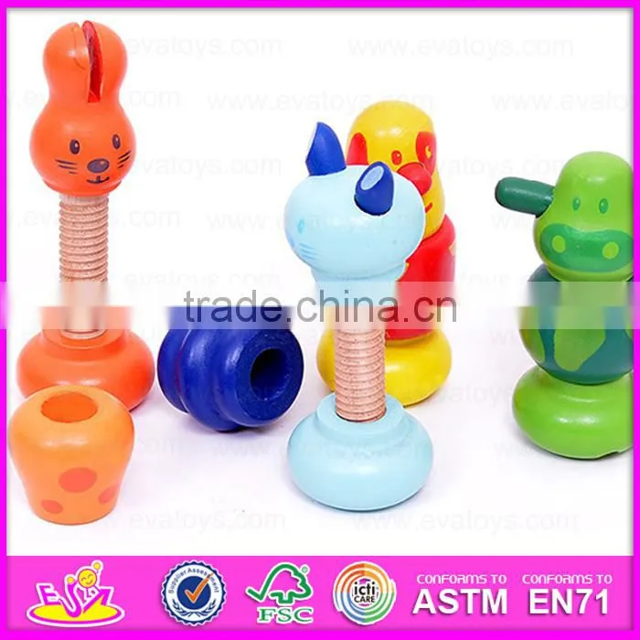 2015 Cute Screw Wooden Combination Toy for kids,Creative wooden screw and nut toy,Screw design wholesale educational toy W03C011
