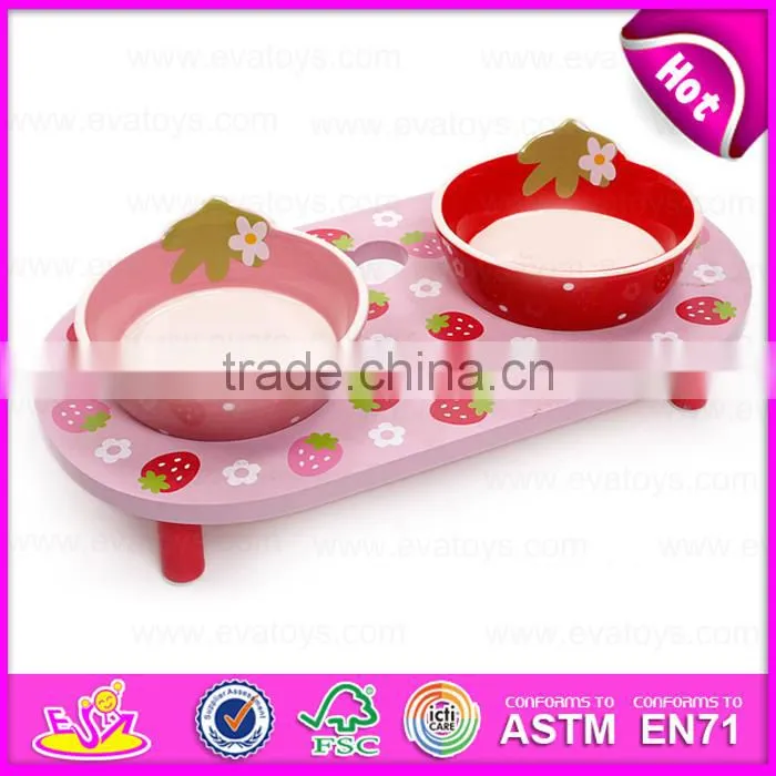 brand new wooden pet bowl with stand, lovely stainless pets bowl wood, hot sale wooden feed bowl with stand W06F015