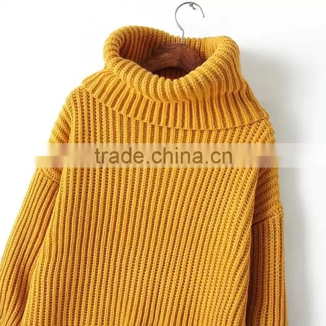 Fashion high quality Long Sleeve turtleneck brown pullover sweaters for women