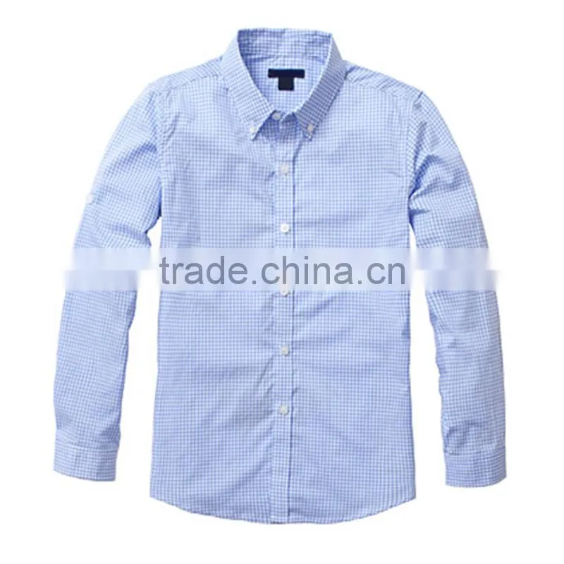 British style 2017 spring school boys shirt long sleeved cotton plaid shirt