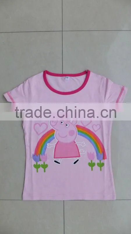 children pipa t-shirt , High Quality combed cotton girls short sleeve printed t-shirts
