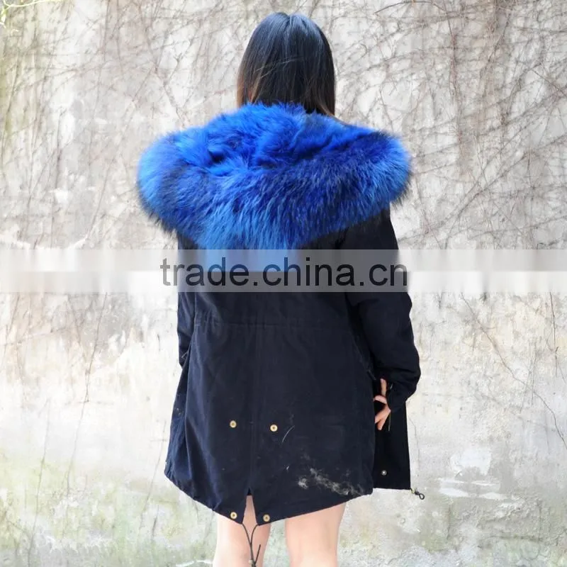CX-G-P-12C 2017 New Real Fox Fur Lining Fur Parka with raccoon Fur Trim