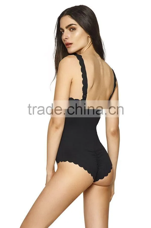 ladies black and strape one piece swimwear