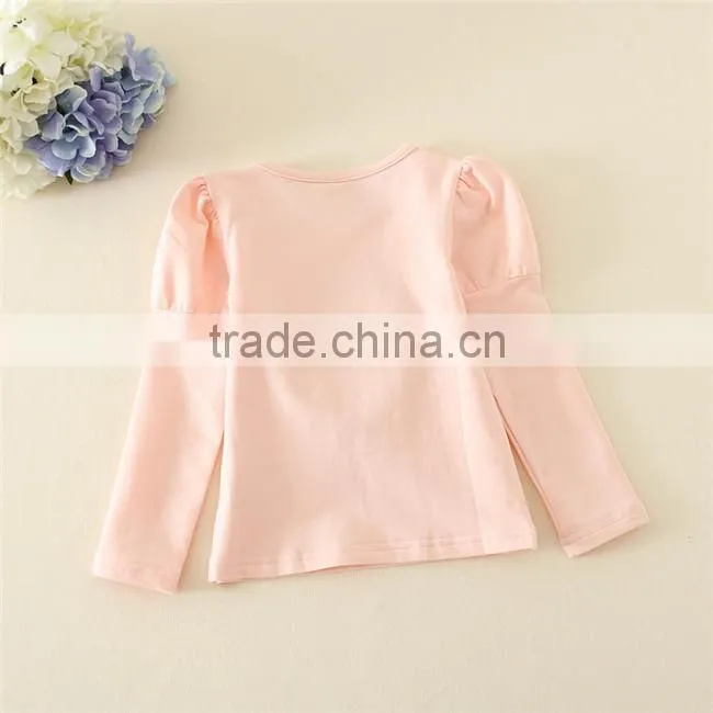 Factory in-stocj supply embroidered undershirts solid colors long sleeves girl undershirt MOQ 5pcs
