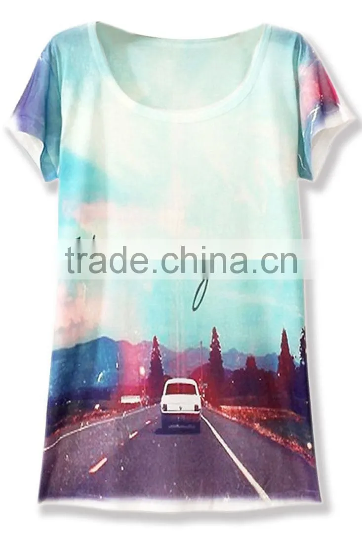 hot sale sublimation ladies t-shirt print design, summer ladies top t shirt