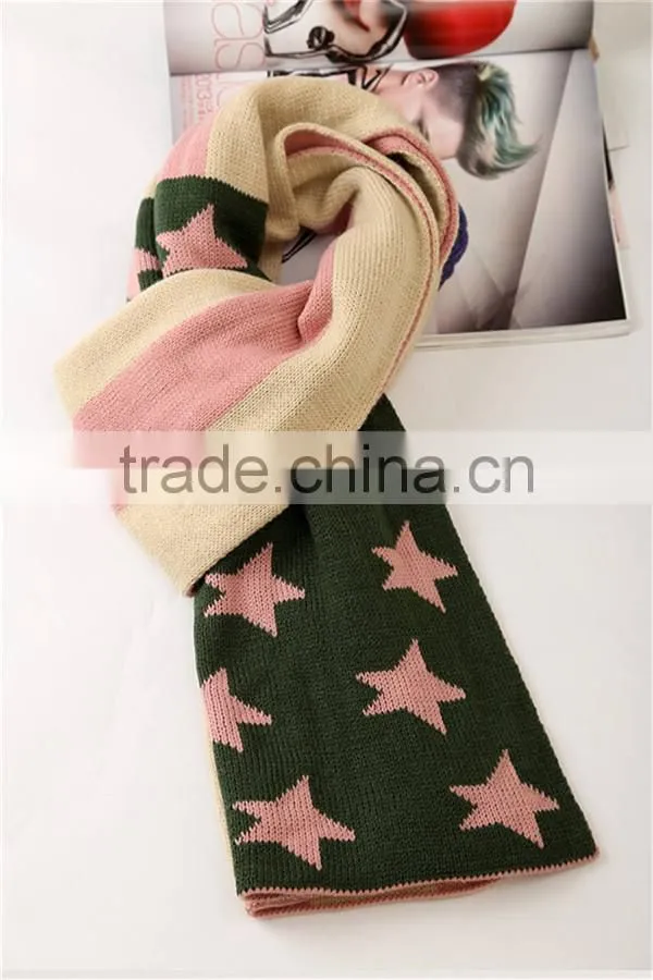 Korean latest American flag Creative stitching design warm knitting scarf,hijab scarf fashion scarves