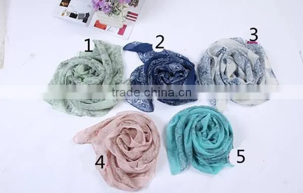 Hot sale chinese style 5 color choice high quality lady chiffon material shawl fashionable scarf