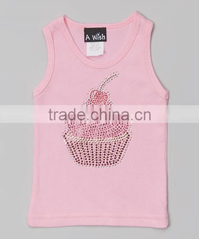Newest Pink Girl Vest Cotton Summer Girls Shirts Fancy Kids Clothes GT90423-21