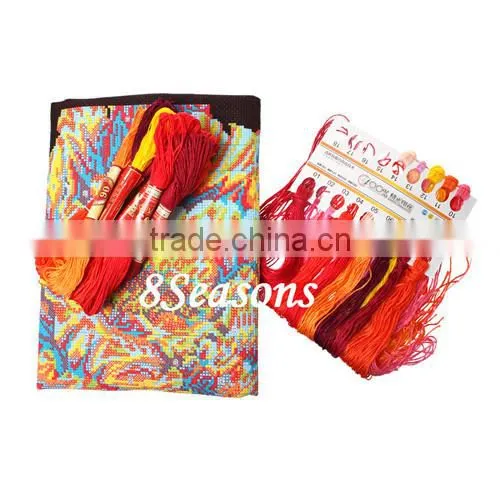 Sufficient Supply Red Flower PatternThrow Pillow Square Cotton Cross Stitch