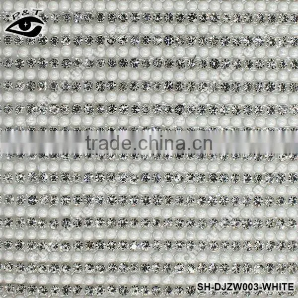 Rhinestone mesh White Pearl color sheets hotfix rhinestone transfer trimming for clothing