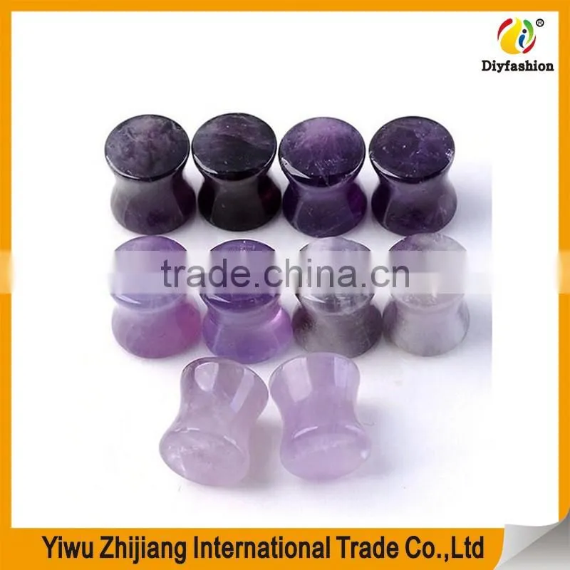 Natural Stone Amethyst Green Aventurine Hematite Howlite Turquoise Double Flared Saddle Plug Gauge Ear Stretchers