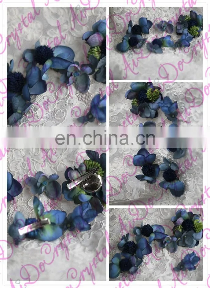 Aidocrystal Exquisite deep blue artificial flower hair pins bridal fascinators for party