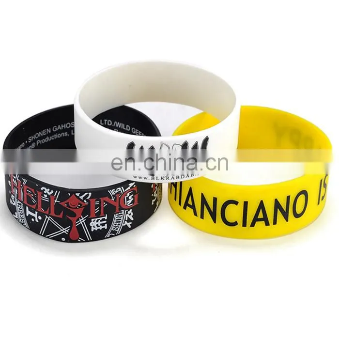 Popular custom made embossed with color silicone wristbands