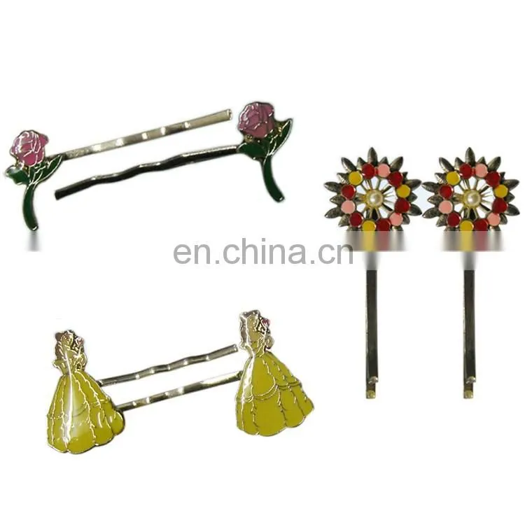 Popular customizable fashion rhinestones metal hair pin for women