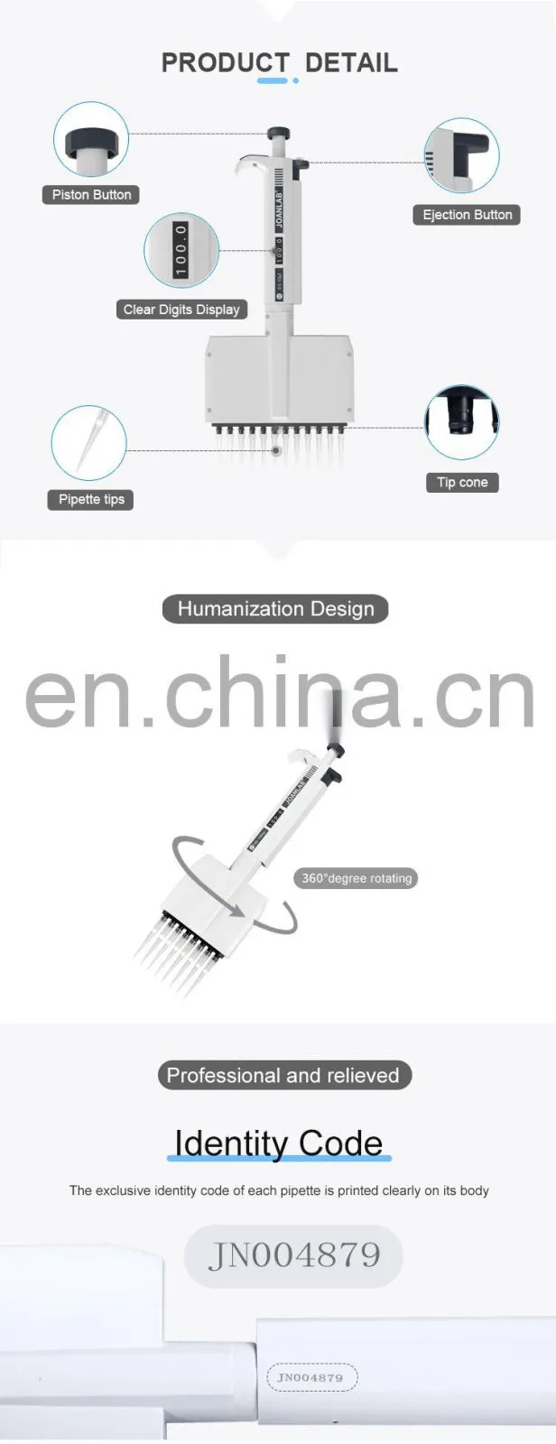 JOANLAB Half Autoclavable Multichannel 8 Multi Pipette
