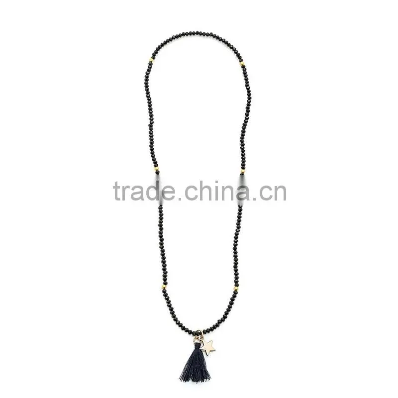 Handmade wooden beads tassel necklace custom wood bead necklaces
