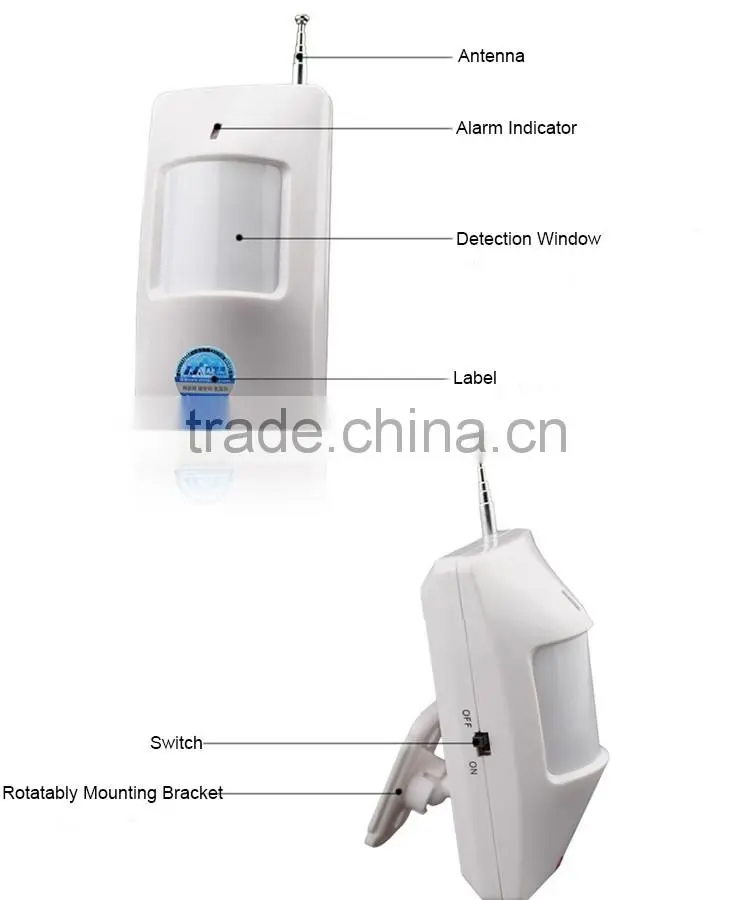 Wireless PIR Sensor/Motion Detector For Wireless GSM/PSTN AutoDial Home Security Alarm System