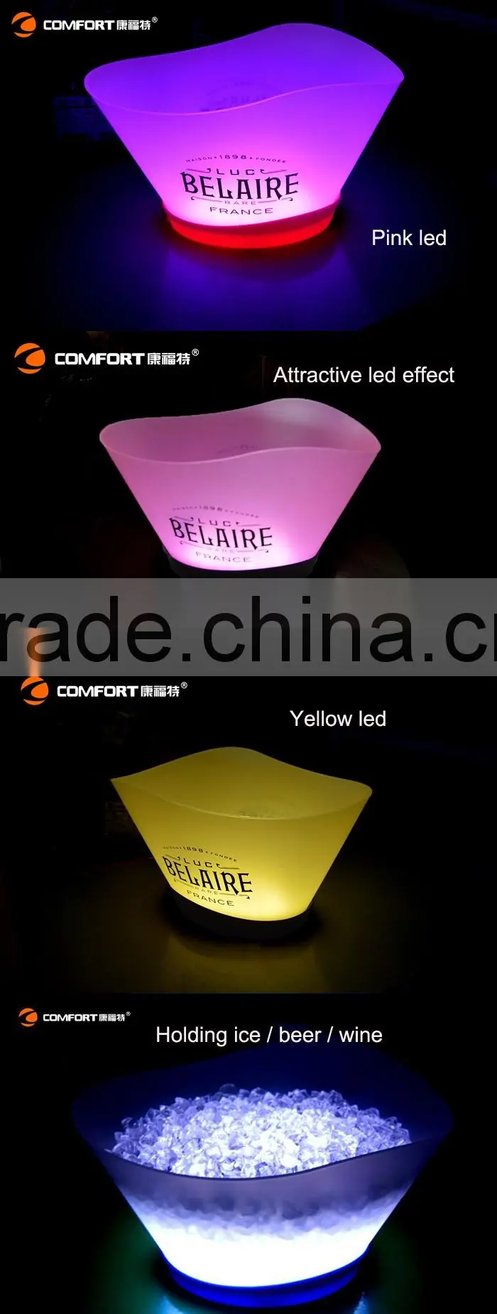 Eco-Friendly Feature and Coolers & Holders,Buckets Type large led illuminated ice bucket