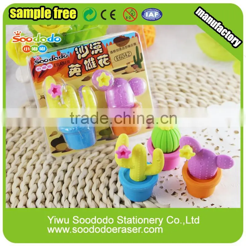 3D puzzle rubber cactus shaped erasers for school