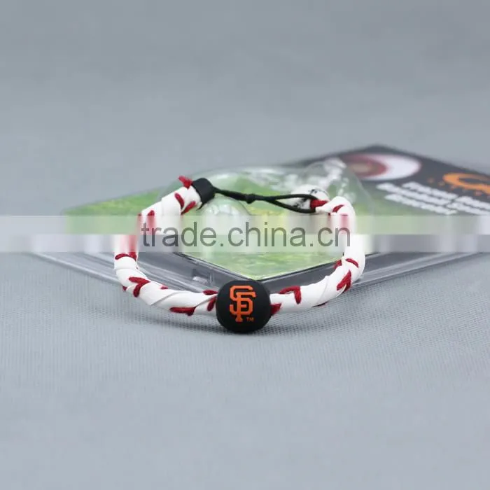 Chicago WHITESOX Handmade braid leather titanium Genuine Baseball bracelet